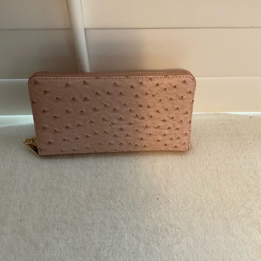 Textured Zip-Around Wallet in Blush